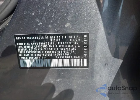 2020 Volkswagen Jetta 1.4T R-Line/1.4T S/1.4T Se z USA, uszkodzony, nr VIN 3VWCB7BU6LM027864